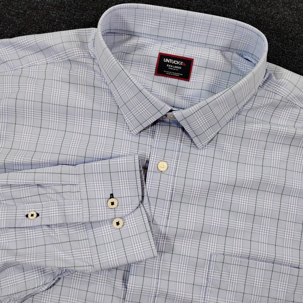 UNTUCKit Performance Shirt Mens 3XL Nylon Button Down Plaid Stretch Minimalist